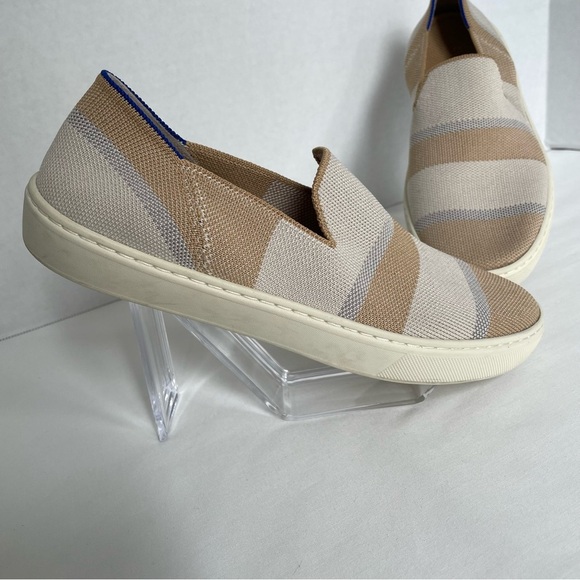 Rothy’s The Sneaker Birch Neutral Stripe Shoes Size 7.5 - Picture 2 of 13